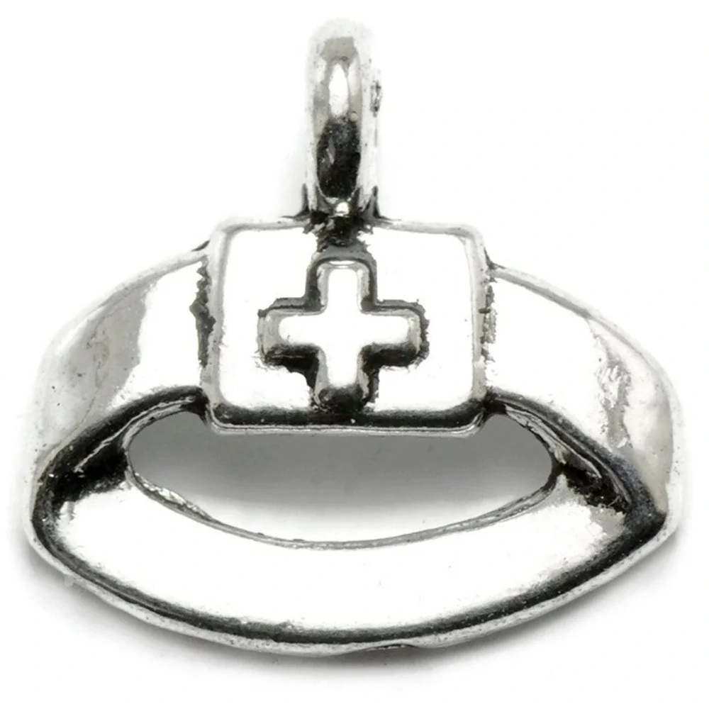 10pcs‎ Nurse Cap Charms, nursing, jewelry making supplies